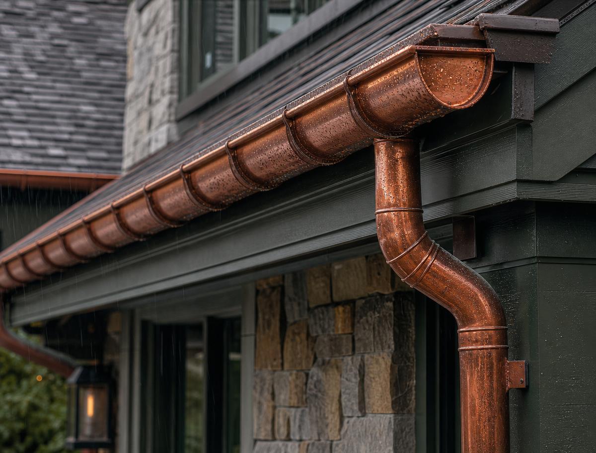 Seamless aluminum gutter installed on a home
